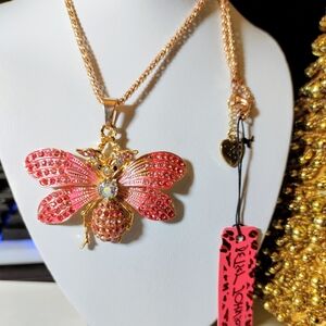 (NOT FOR SALE- Sold Out On My Other Site) Betsey Johnson Pink Butterfly Necklace